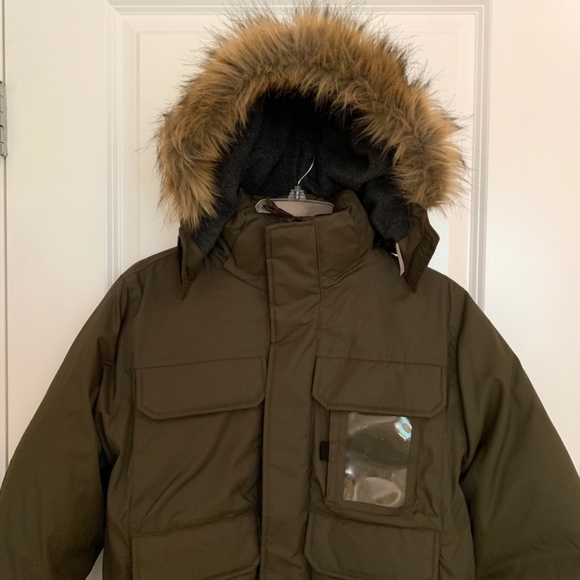 Gap Kids Winter Down Puffer Hooded Parka Jacket in Olive Green Size Large (10 ) - Picture 2 of 14